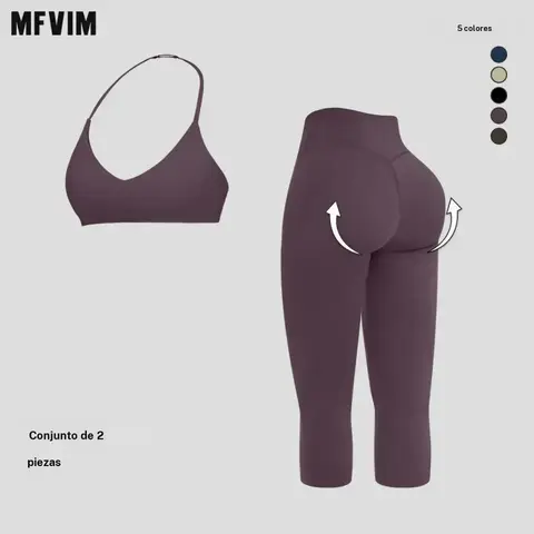 MFVIM Women’s 2-Piece Tight Quick-Dry Yoga Set - European & American Style, All-Season Use Matching Workout Sets for Gym Fitness, Travel Essentials