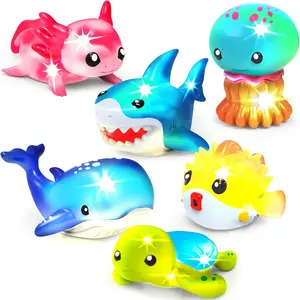 Under the Sea™ Light Up Bath Toys, 6 Pack | Water-Activated Light Up Toys Flash & Change Color | Easy-Grip Baby & Toddler Bath Toys | Sensory Bathtub Toys with Bath Lights for Kids Bathfidget toys