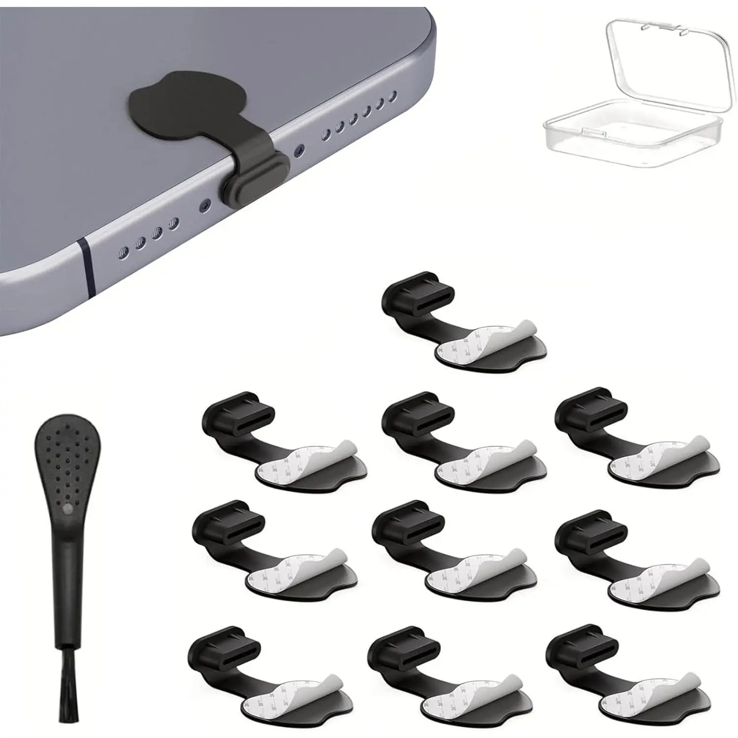 USB C Dust Plug 10 Pack USB Type C Anti Dust Cover USB C Dust Caps,Black