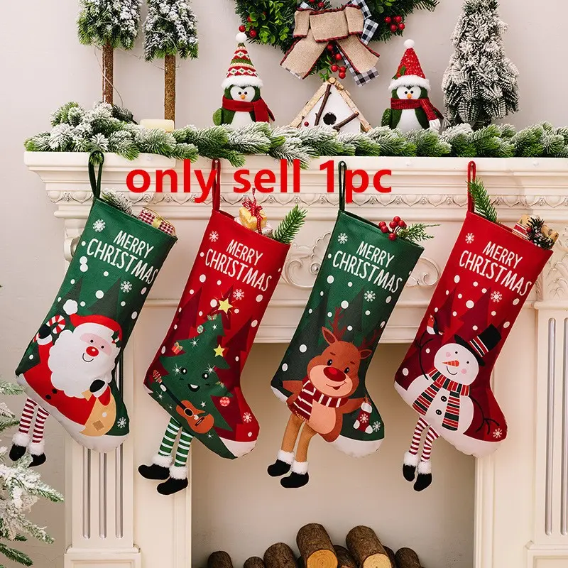 New Christmas Socks Decoration, Snowman Gift Bag, Christmas Tree Ornament, Gift Sock, Fireplace Hanging Decor, Holiday Accessories