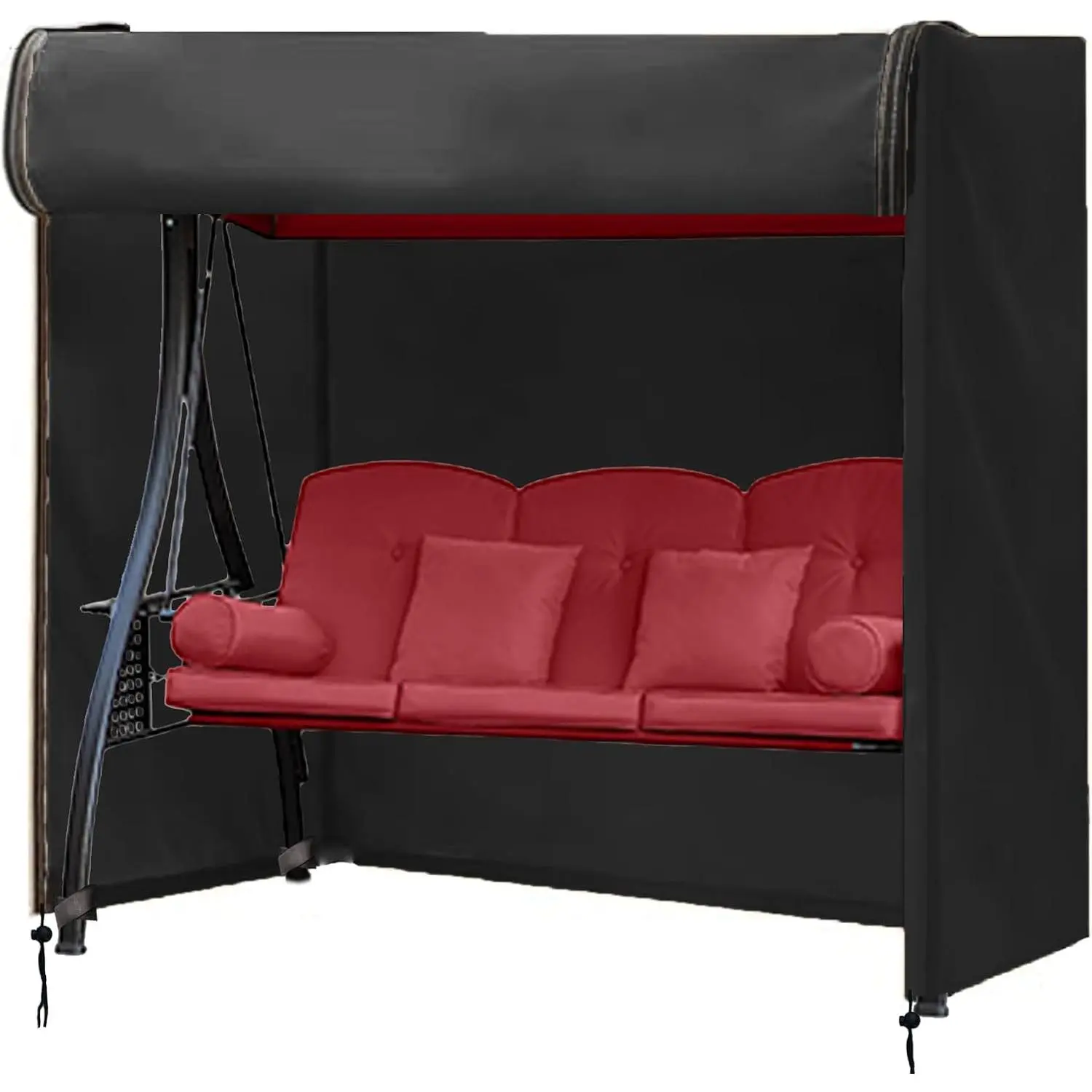 Outdoor Swing Cover 3 Triple Seater Hammock Cover for Porch Swing Canopy Glider Chair Patio Furniture, Waterproof Windproof All Weather Protection, 87"L x 49"W x 67"H