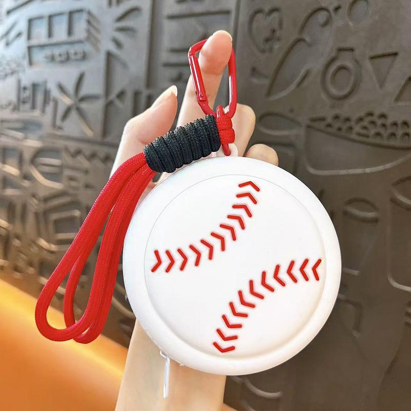 Sport Series Basketball Silicone Coin Purse, Mini Earbud Storage Bag with Keychain