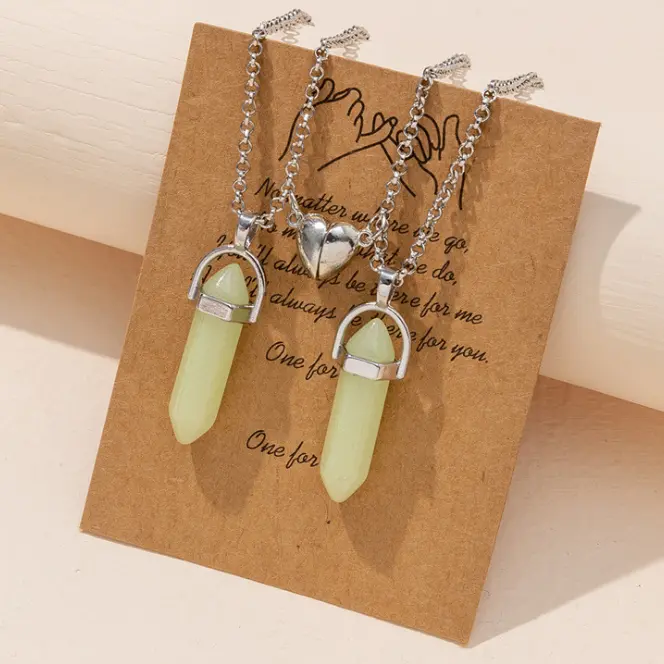 1Pc Luminous Stone Hexagonal Column Pendulum Chains Necklaces Fashion Accessory Necklace Fashion Charms Pendant Fashion Pendants Pendant Design