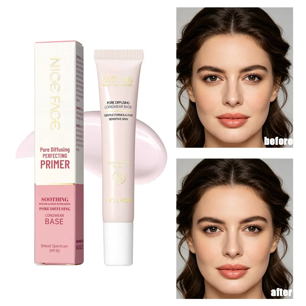 Pore Minimizing Makeup Primer with SPF30, 2‑in‑1 Sunscreen & Face Primer, Pore Diffusing Smooth Mattifying Base, Hydrating Soothing Primer for Sensitive Skin, Colorless Lightweight Make‑up Base