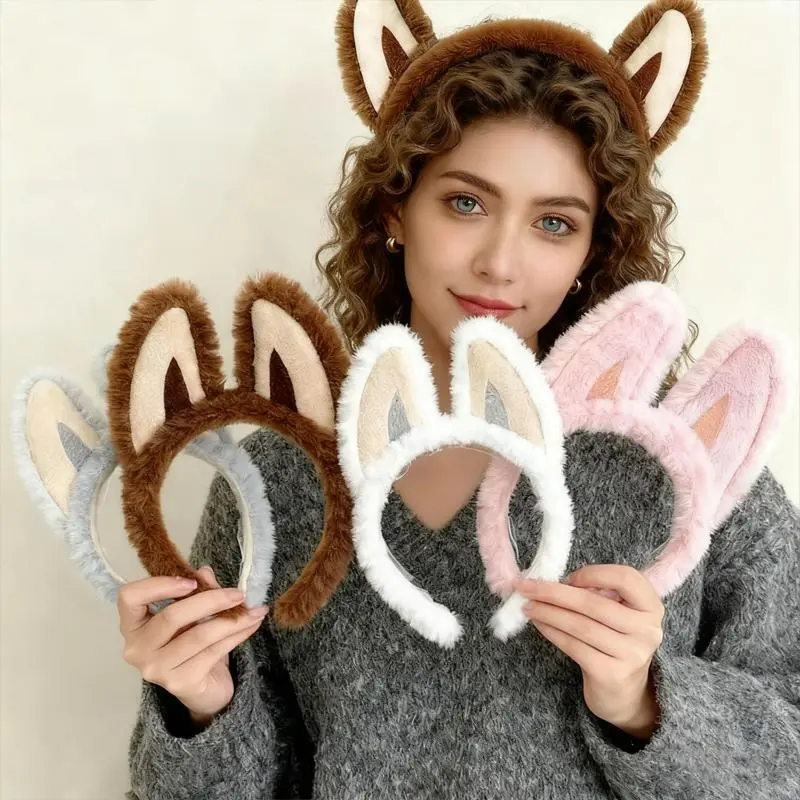 Women's Plush Elf Ear Headband - Kemonomimi Plush Headband Headpieces, Kawaii Anime Cosplay Hair Accessory, 2025 Christmas Party Prop, Soft Girl Casual Styling Tool, Universal Fit for Girl GF