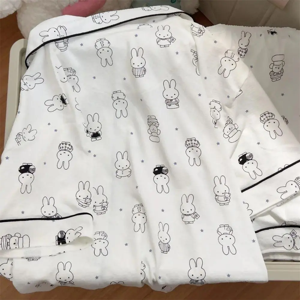 New Cartoon Cute Miffy Rabbit Women Pajamas Two-piece Set Summer Short Sleeve Shorts Student Kawaii Soft Breathable Homewear Set
