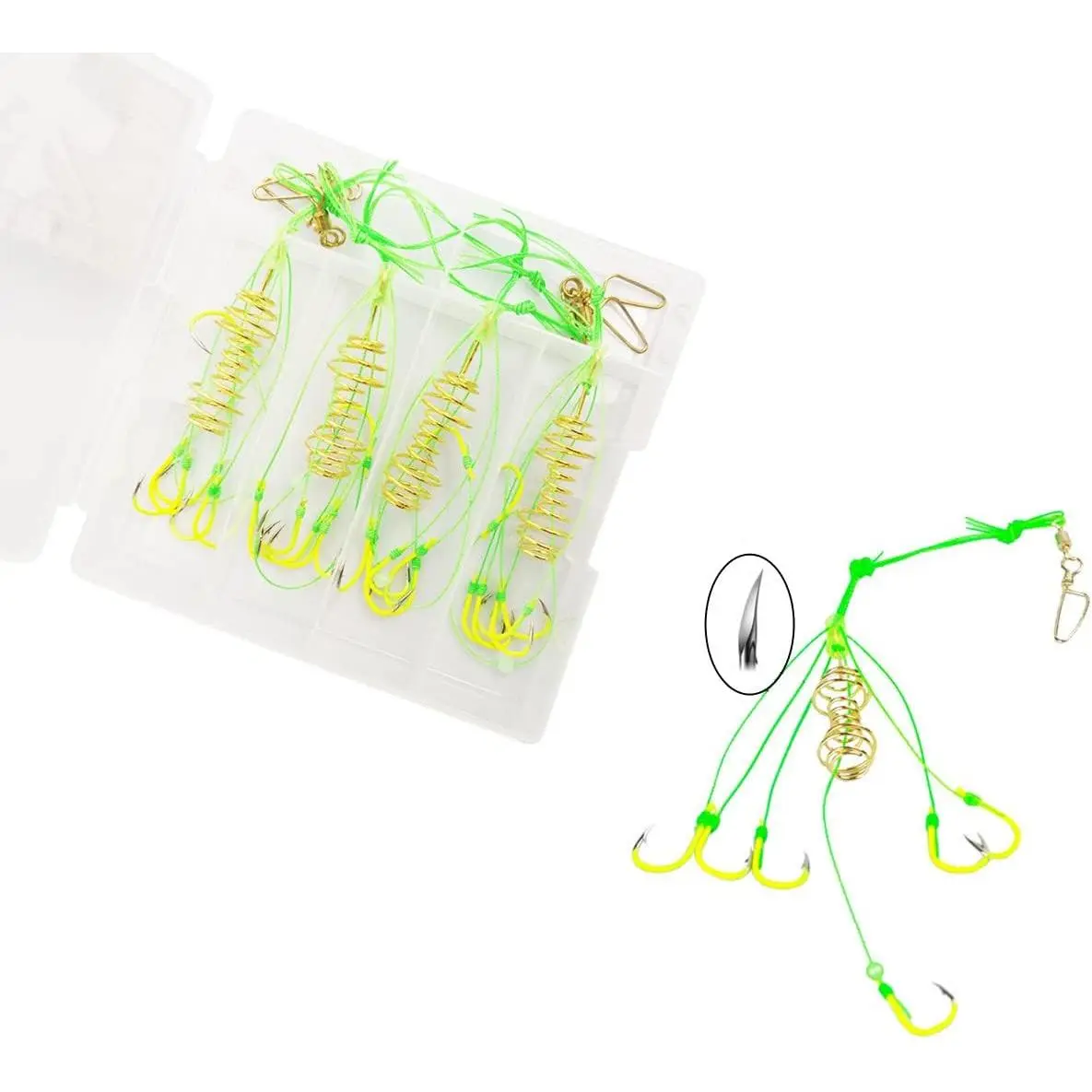 Carp Fishing Baits Hook Lure  Luminous Hooks with Drum Type Spring Feeder and Glow Fishing Beads Coarse Fishing Tackle