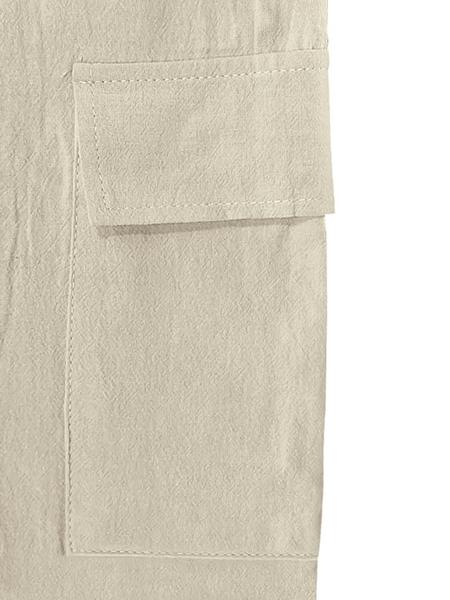 Men's Linen Fashion Work Shorts, Multi-Pocket Design with Drawstring Waistband, Casual Vacation & Daily Wear Essential