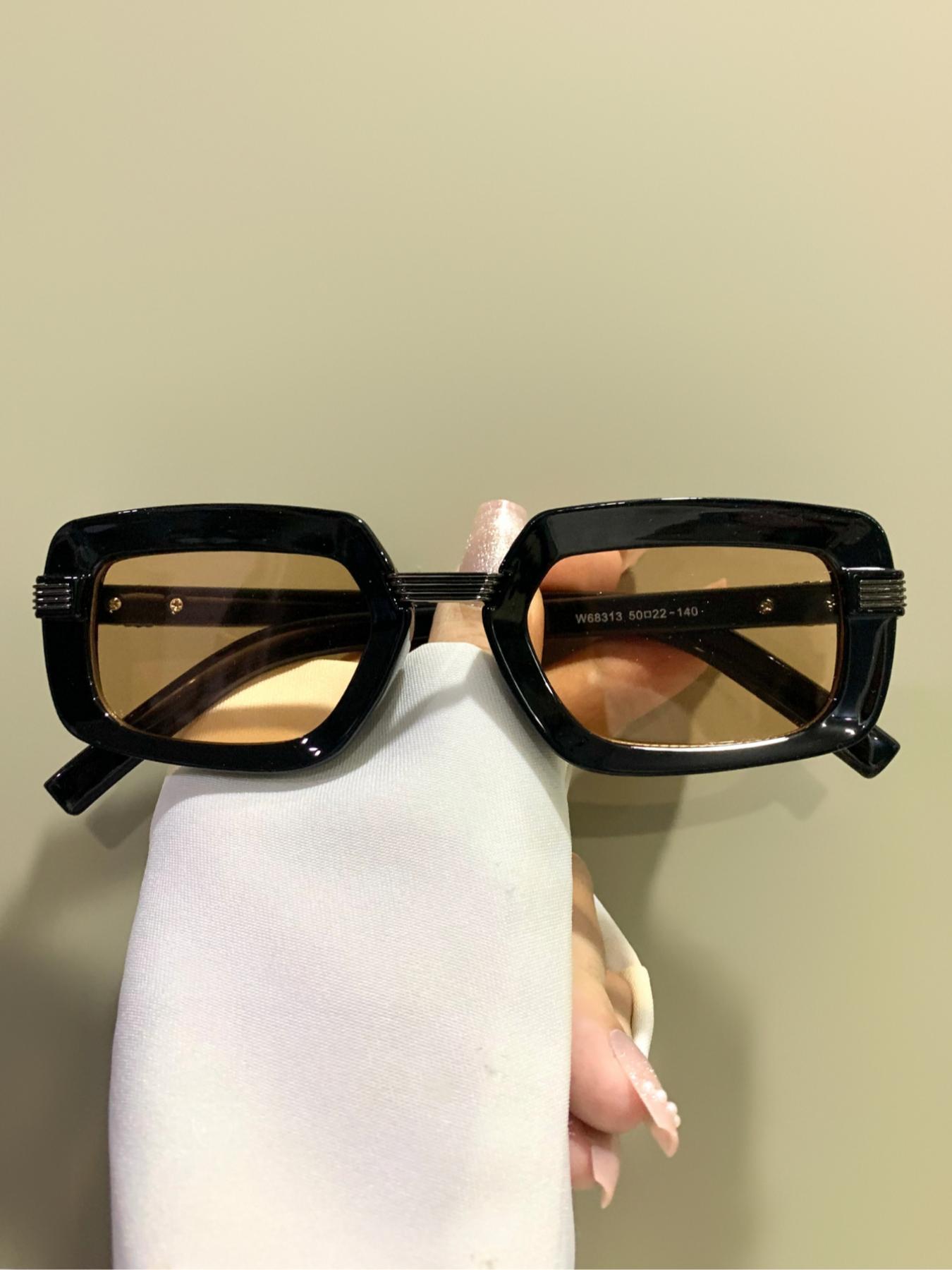 Unisex Vintage Rectangle Frame Glasses, Trendy Casual Glasses for Everyday Use, Fashion Accessories for Outdoor Activities