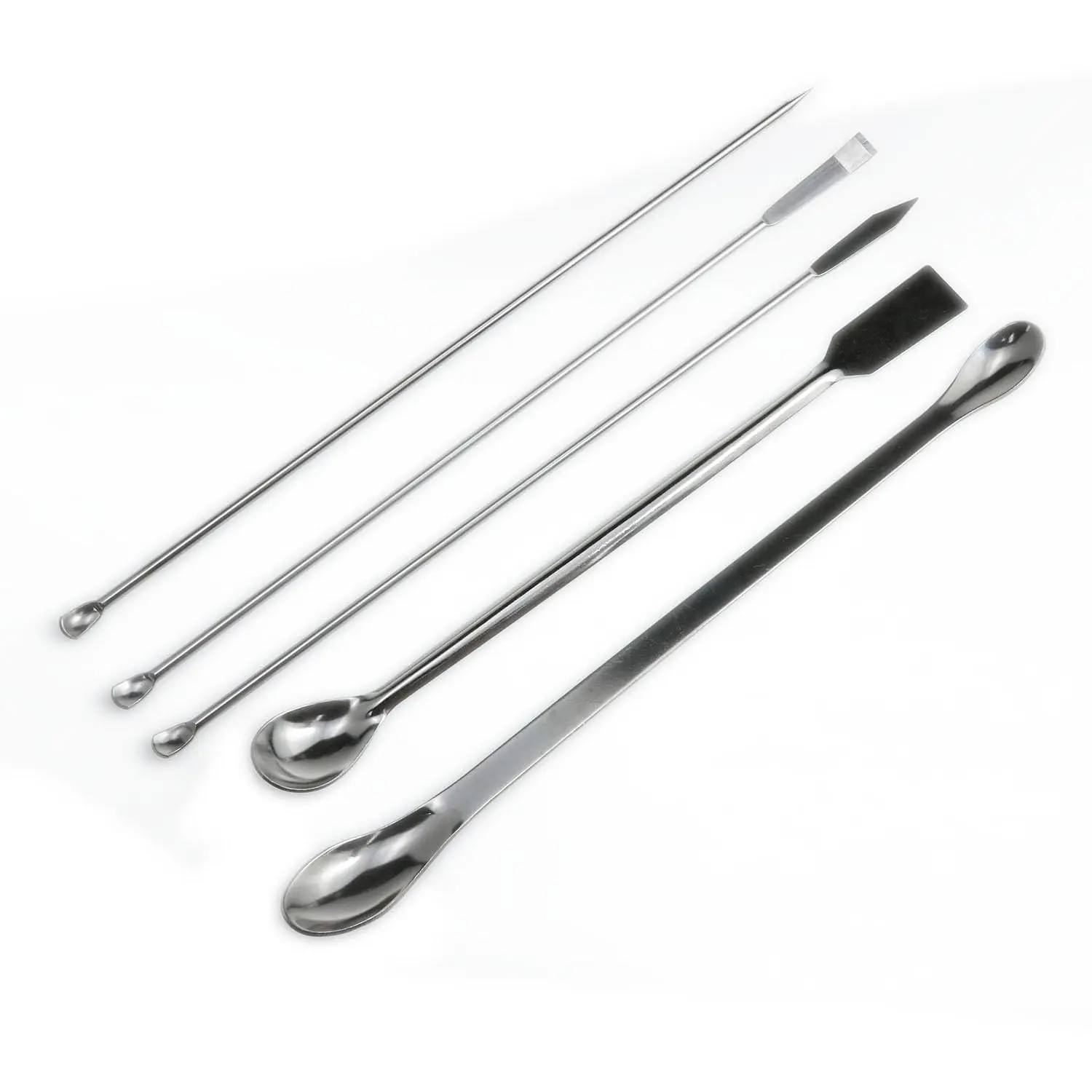 1 Set Stainless Steel Micro Lab Sampling Scoop Spatulas Combination Reagent Spoon Laboratory Supplies Pack of 5