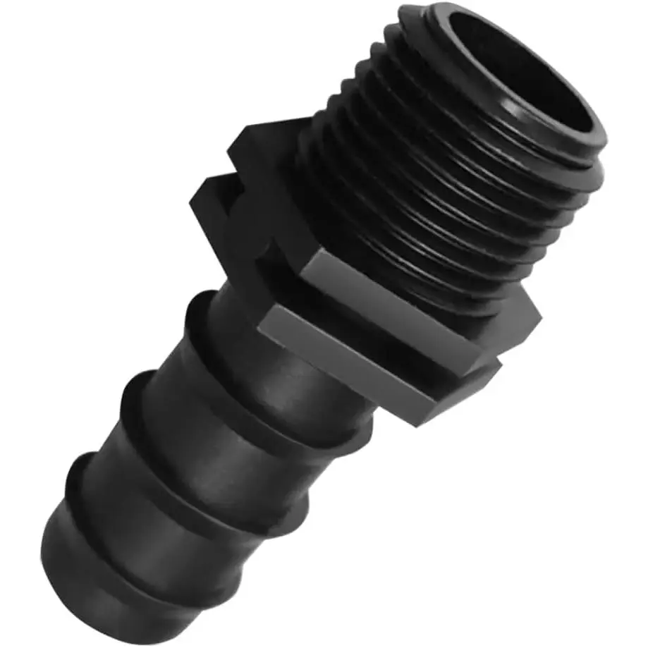 3/4 Inch PVC Barbed Hose Connector - Sch 40, 3/4 Inch MNPT Male Pipe Thread, Black, 1 count, 2.5 Inch Length