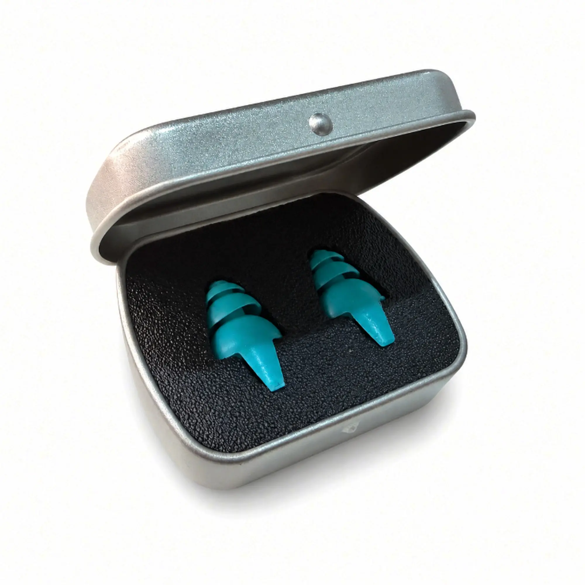 Reusable Range Earplugs, NRR 30 dB Passive Hearing Protection with Soft Multi-Flange Silicone and Metal Carry Case, 1 Pair