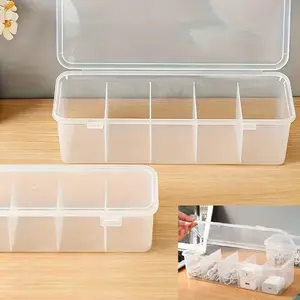 Multi-Compartment Data Cable Organizer Box, Thick Plastic Dustproof Lid, Charging Cables Earphones Sorter, Office Home Storage Solution