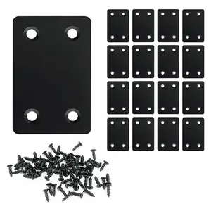 4-20 Pcs Black Flat Mending Plate 2.4x1.5'' Bracket, Straight Metal Brace, Fixing Joining Plate for Wood Furniture Fastening