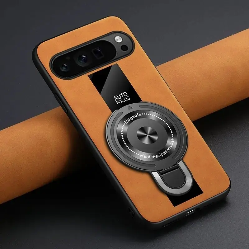 Luxury Leather Case for Google Pixel 11 Pro, Shockproof Protective Cover with Stand, Premium Sheepskin Phone Sleeve, Anti-Vibration Design