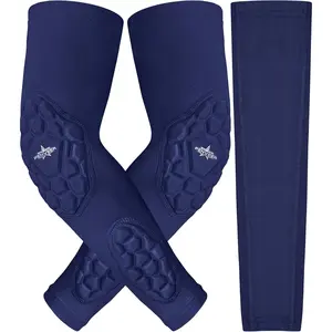 Compression Padded Arm Sleeves for Youth & Adults - Elbow & Forearm Support - Breathable Football Padded Sleeves