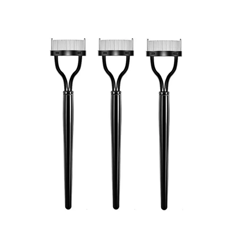 3PCS Eyelash Separator Metal Teeth Straight Eyelash Curler Beauty Makeup Stainless Eyelash Brush Comb Mascara Curl Makeup Tool