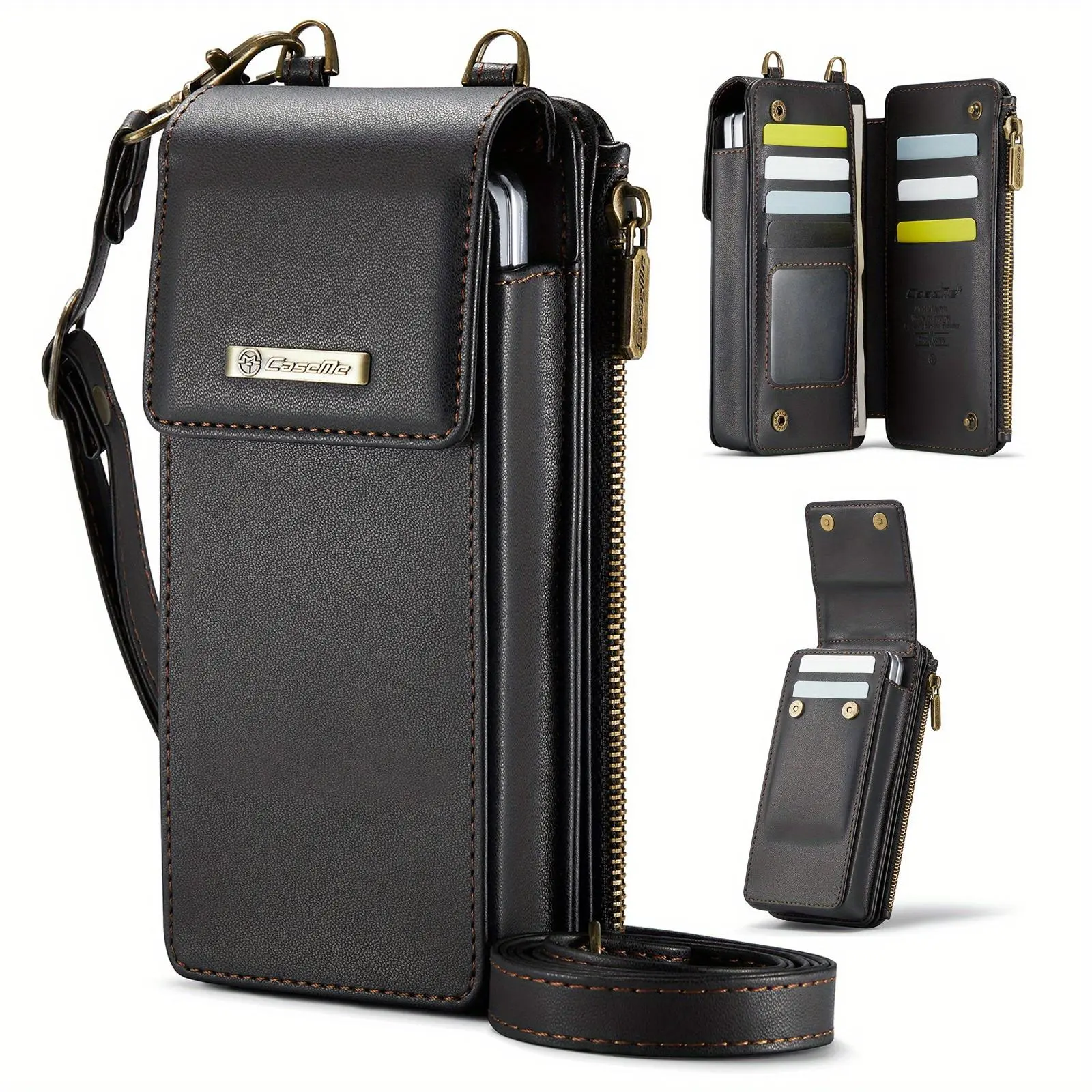Crossbody Wristlet Wallet Case For Samsung Galaxy Z Fold 2/ 3/ 4/ 5/ 6, Strap Wristlet Flip Case With Magnetic Closure And Card Holder[RFID Blocking] For Man And Women Light