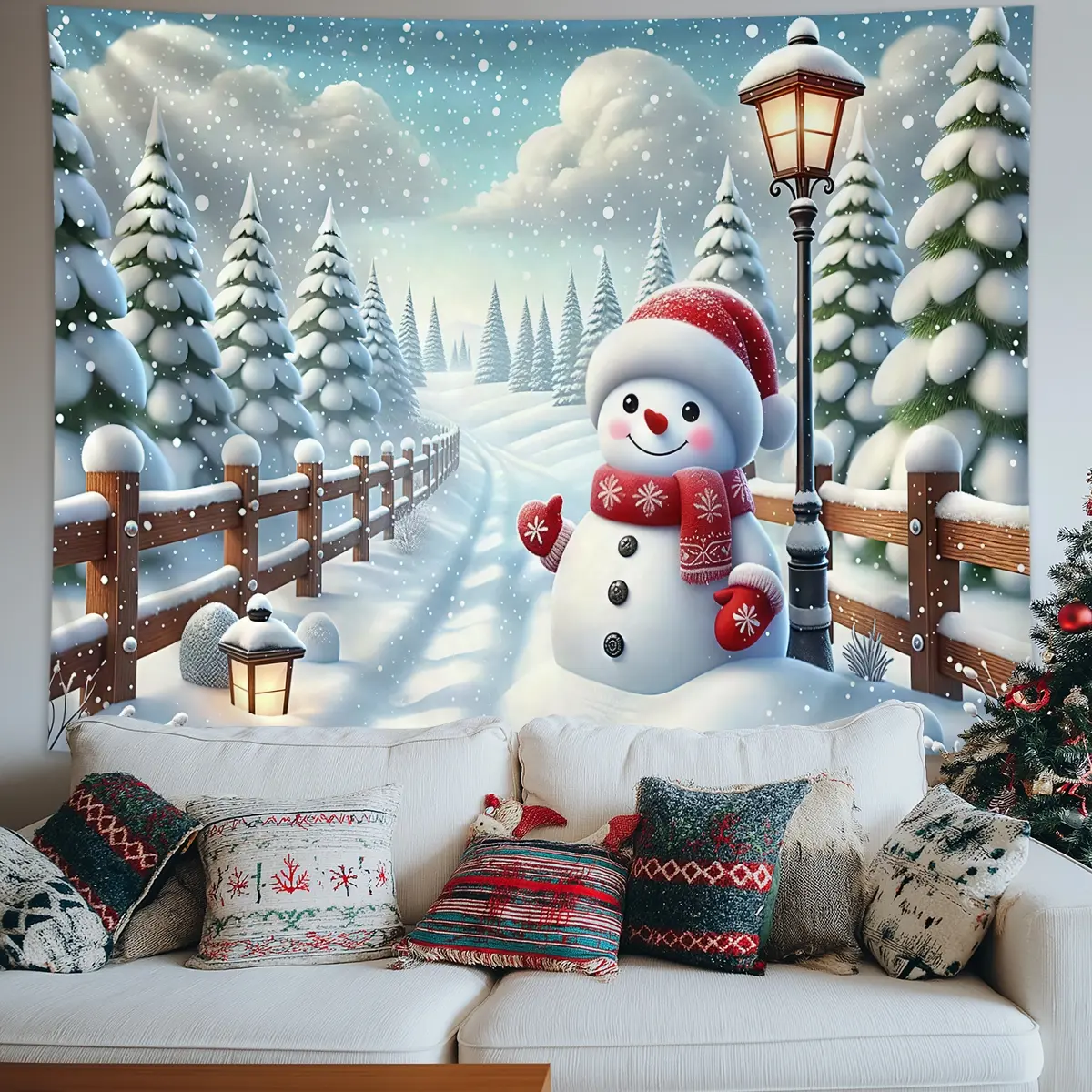 1pc Christmas Snow Scene Tapestry, Christmas Party Event Decoration Background Tapestry, New Year Photography Background Tapestry, Suitable for Family Party Decoration, Room Decoration, Living Room Aesthetic Wall Hanging