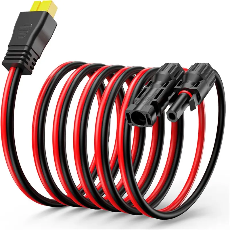Injection-molded XT60 female connector cable to solar panel connector MC-4 to XT60 extension cable