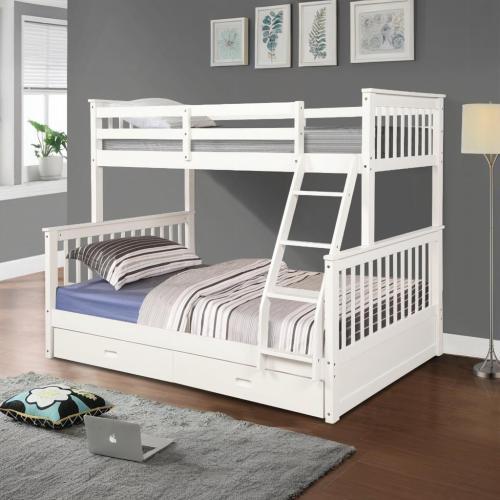 Twin Over Full Bunk Bed with Storage Drawers, Wooden Bunk Bed with Ladder and Safety Guard Rails –Espresso    RR