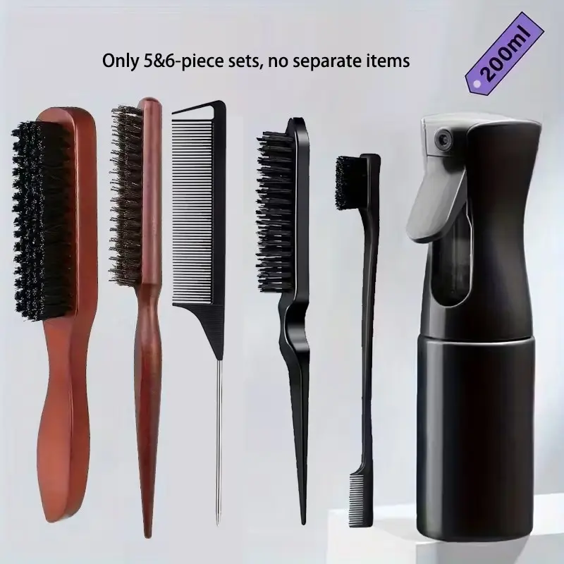 5-6 Piece Hair Styling Kit, Includes 200ML Spray Bottle, Comb, Smoothing Brush, Unisex, Ideal for Oil Head Style, Perfect for Men and Women