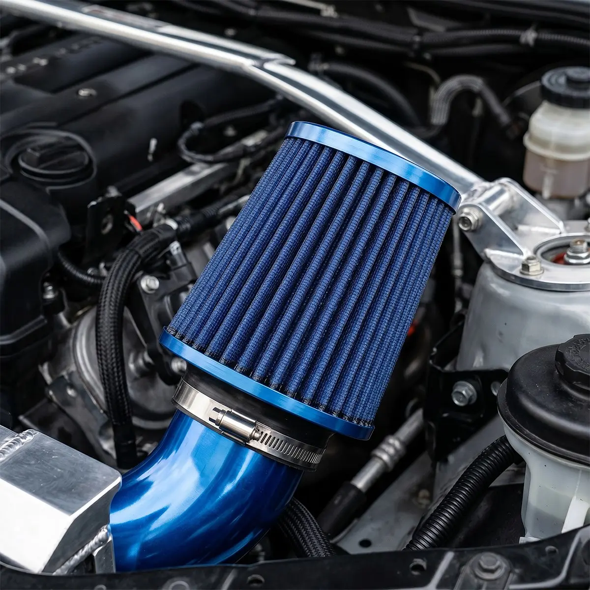 76mm High Flow Air Filter, Reusable Car/atv Motorcycle Air Cleaner, Aluminum Alloy Material, Model Mp036, Universal Fit, Replacement