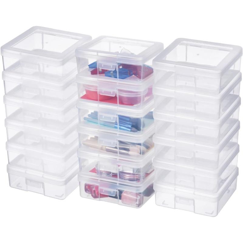 Plastic Storage Box Clear 18 Pack Stackable Storage Bins with Latching Lids Storage to Organize LegoCrayon Pencil and Other Small Product Clear