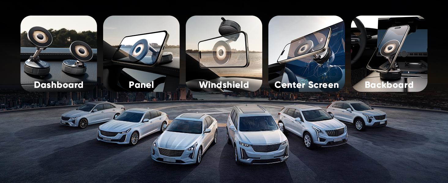 Car phone bracket, Magsafe car phone bracket [upgrade strong attraction and magnetism] 360 adjustable magnetic car phone bracket, suitable for iPhone and Android Android.