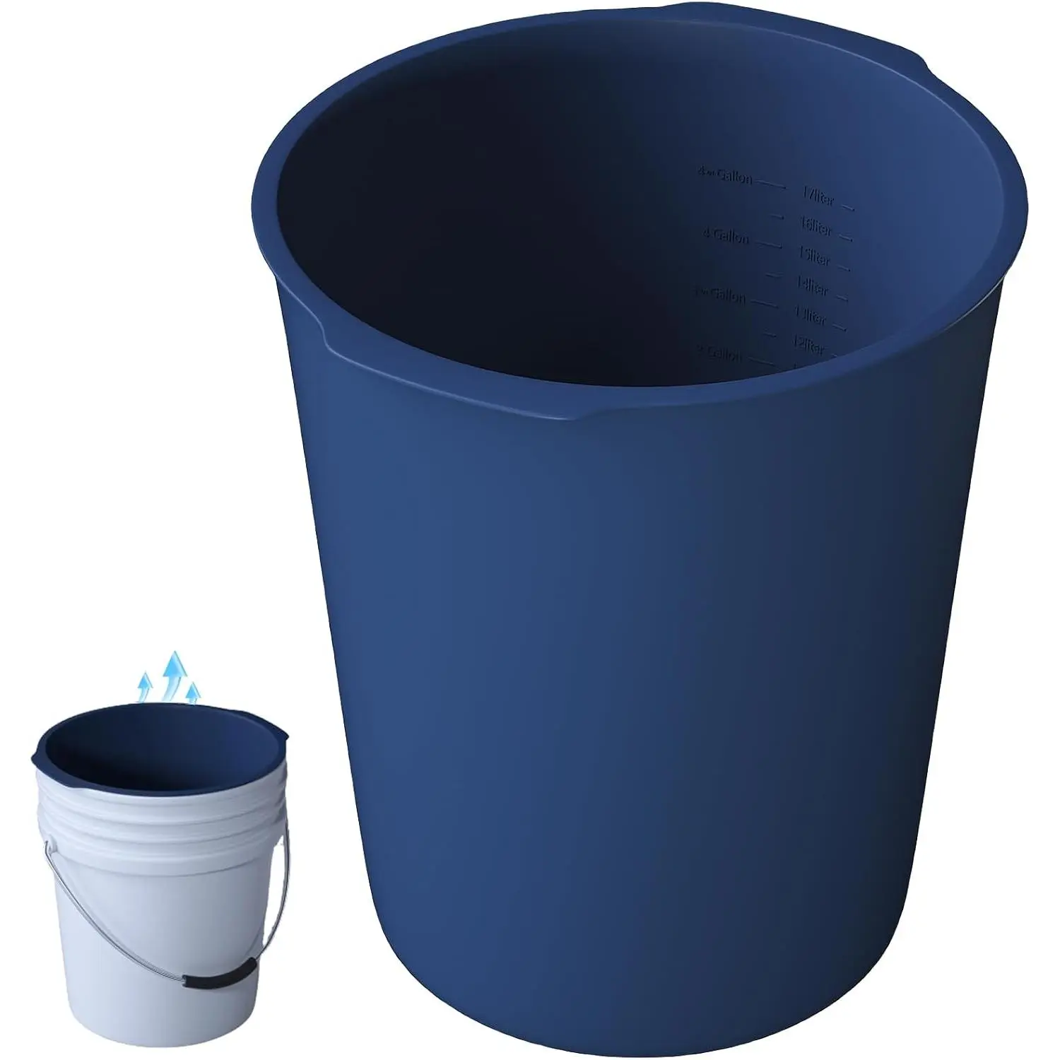 5 Gallon Reusable Leakproof Durable Silicone Bucket Liner Insert, Food Grade Container for Food Storage, Turkey Brine, Paint, Thinset, Ice (Dark Blue)