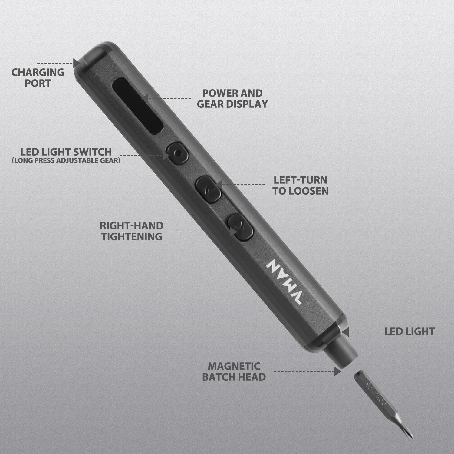 Mini Cordless 4-in-1 Rotary Tool Kit, Portable Electric Screwdriver with S2 Steel Bits, Adjustable Speed Electric Screwdriver for Electronics Repair