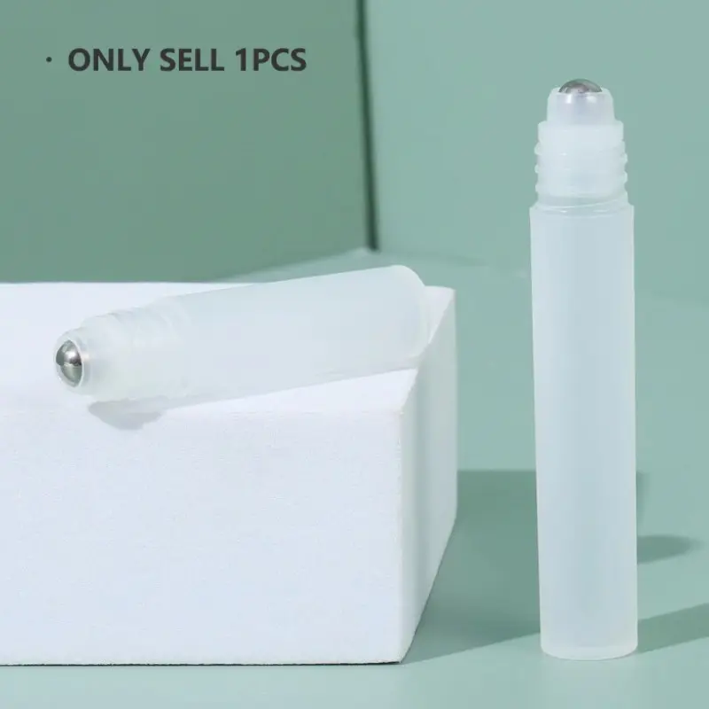 Empty Clear Refillable Bottles Holder, 10ML Perfume Roller Ball Bottle, Plastic Roll on with Steel Ball, Liquid Oil Container