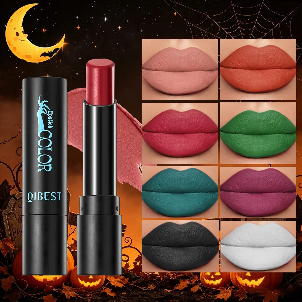 Halloween lip gloss, long-lasting color, easy to apply, velvet matte texture, Halloween makeup look