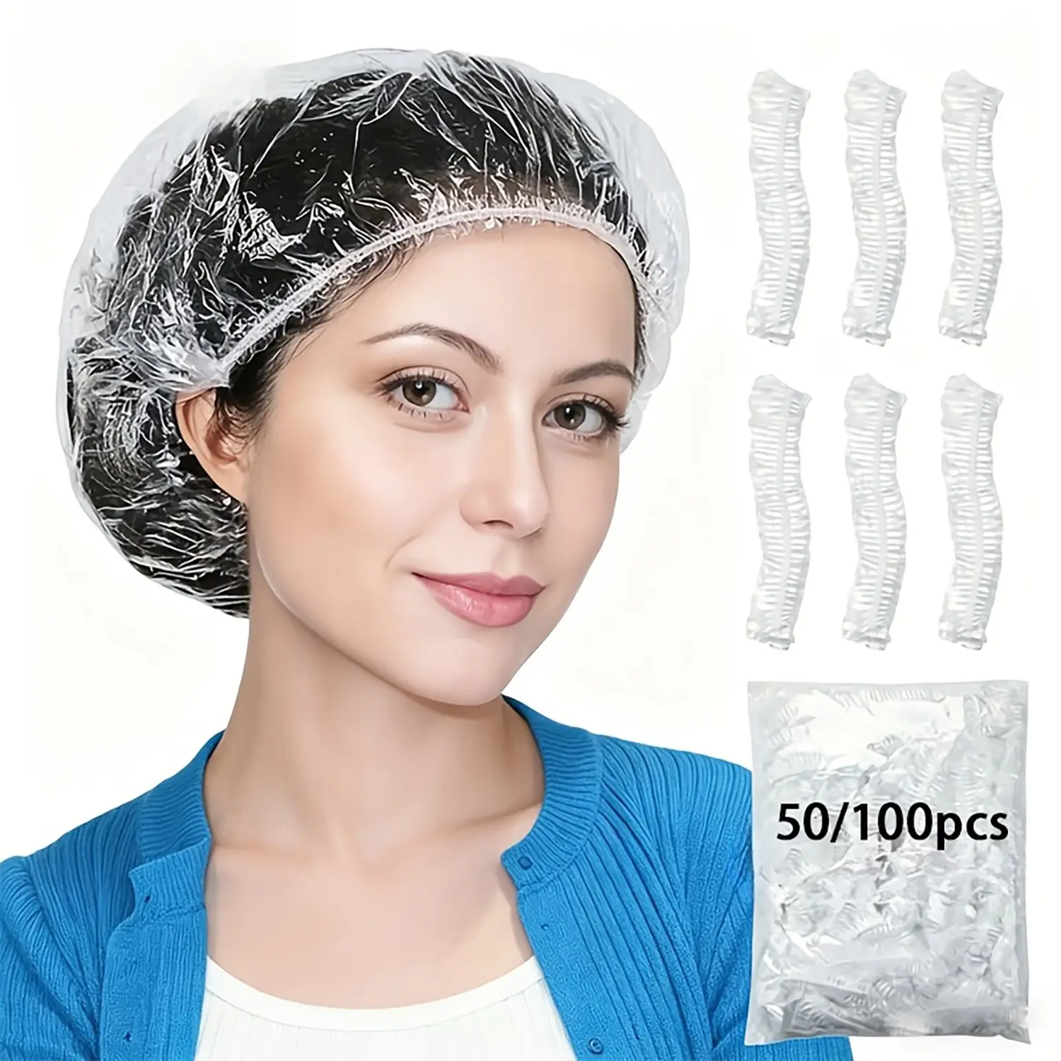 50/100pcs Disposable Bath Caps for Women, Waterproof Hair Covers for Showering, Travel & Hotel Essential, Soft & Durable, Anti-Wet Hair Protection