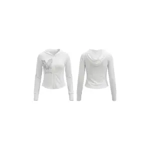TCH - Sunscreen Clothes for Women in the Summer of 26 Years, Diamond Hot Piercing Butterfly, Slim and Simple, Versatile, UV resistant Top, Trendy