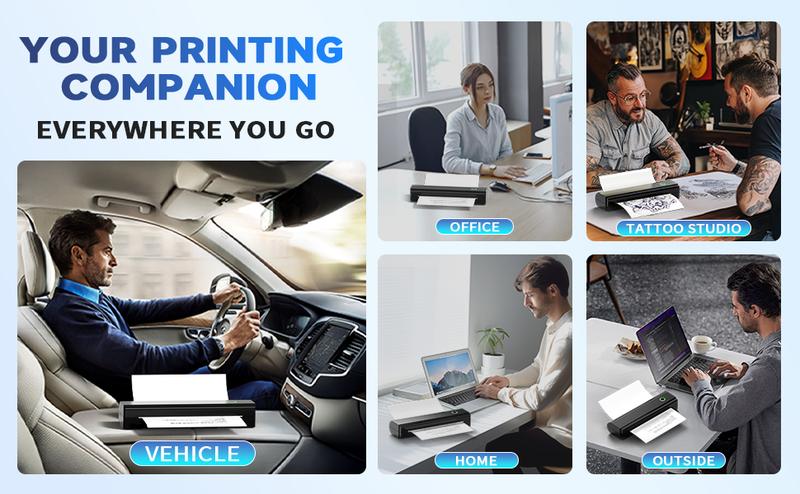 Portable Printer, Wireless Bluetooth Thermal Printer for Travel & Mobile Use, Compatible with iOS, Android, Laptop, Supports 8.5"x11" US Letter & A4 Paper, No Ink Needed, Ideal for Home & Office TikTokShopBlackFriday desktop wireless gadget