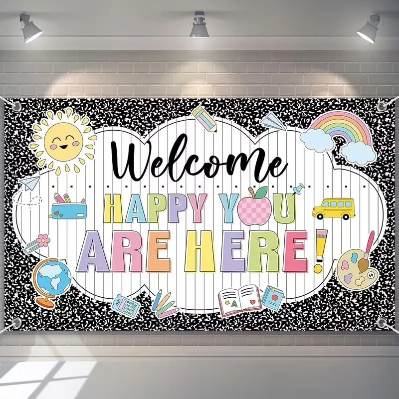 2D Flat Banner 1pc, Large Horizontal Notebook Style Background Cloth, Ideal for Campus Events, Classroom Decor, Baptism Parties, Party Decorations