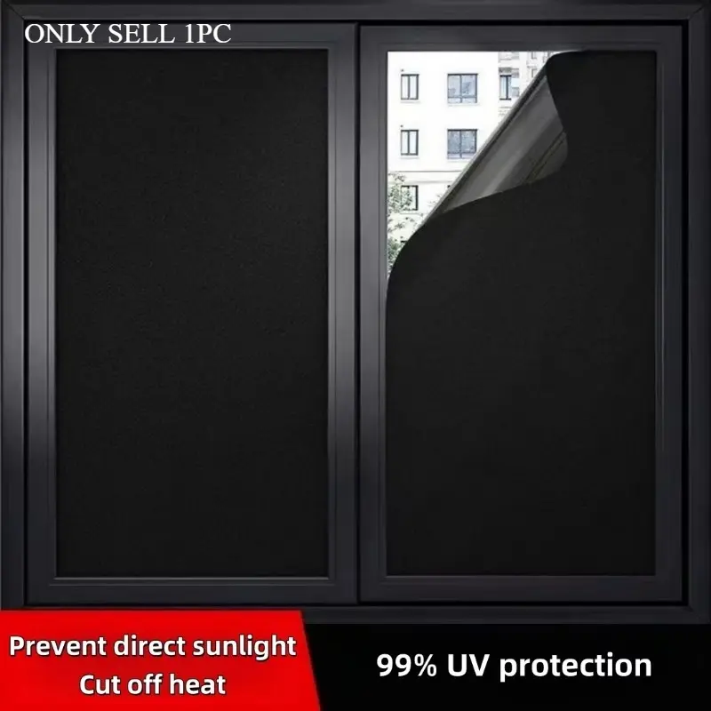 Black Opaque Glass Self-Adhesive Film, Uv Protection, Full Blackout Self-Adhesive Window Film, 100% Suitable for Glass Stickers in Offices and Homes