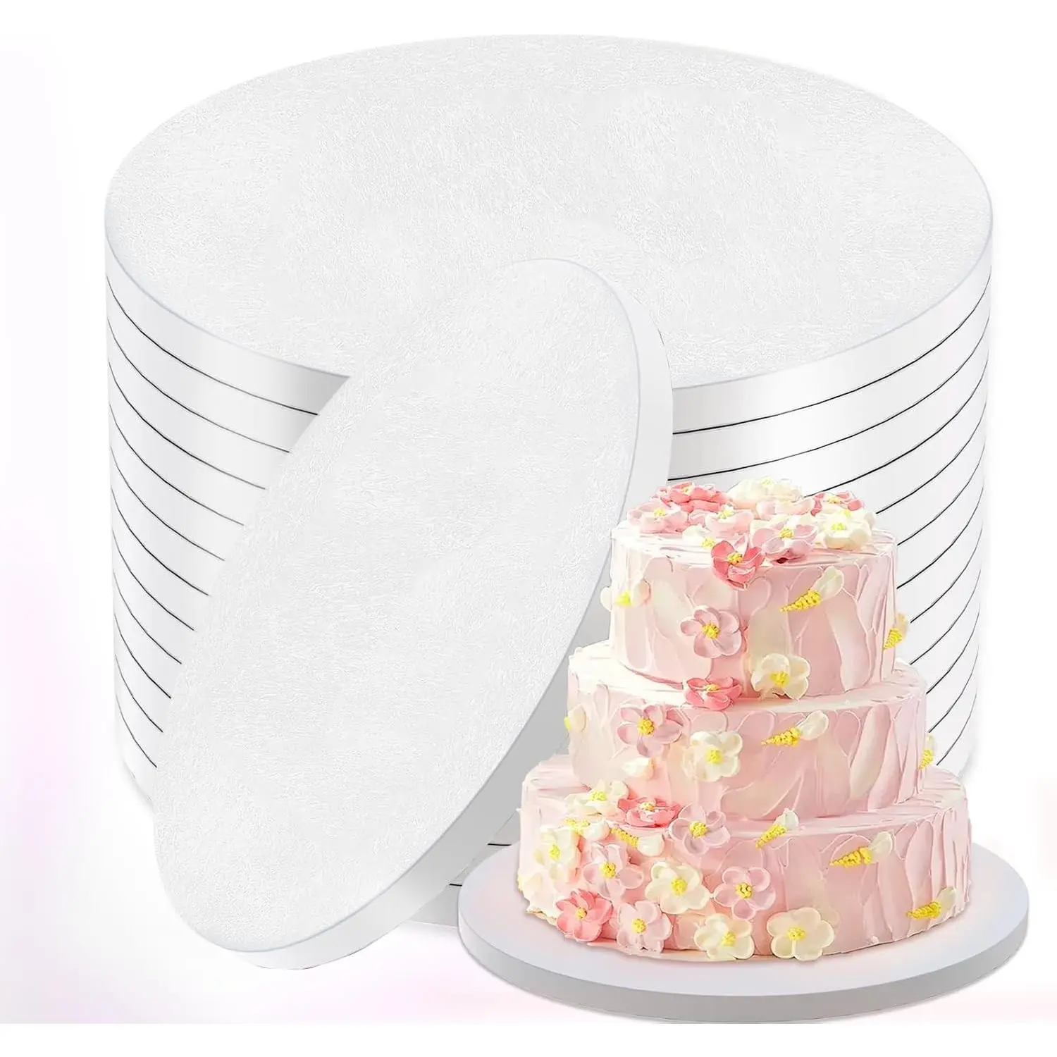 12 Inch Cakeboard 12 Pack, 1/2 Inch Thick Round Cake Boards, Bend Resistant & Sturdy White Cake Cardboard for Presenting Heavy/Tall Tiered Cakes, Base para Pastel