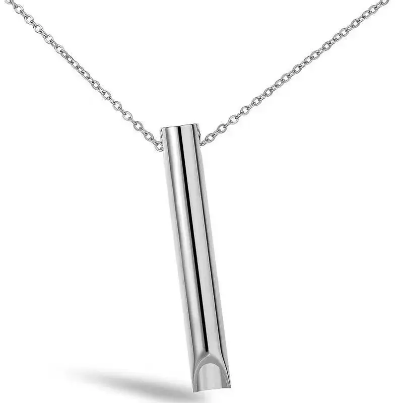 Breathing Mindfulness Necklace Used to Relieve Anxiety and Transfer Stress for Women, Relaxing Meditation, Calming Mindfulness Whistle Gift Stainless Steel Necklace, Stress Relieving Meditation Tool Wedding Engagement Daily Auspiciousness