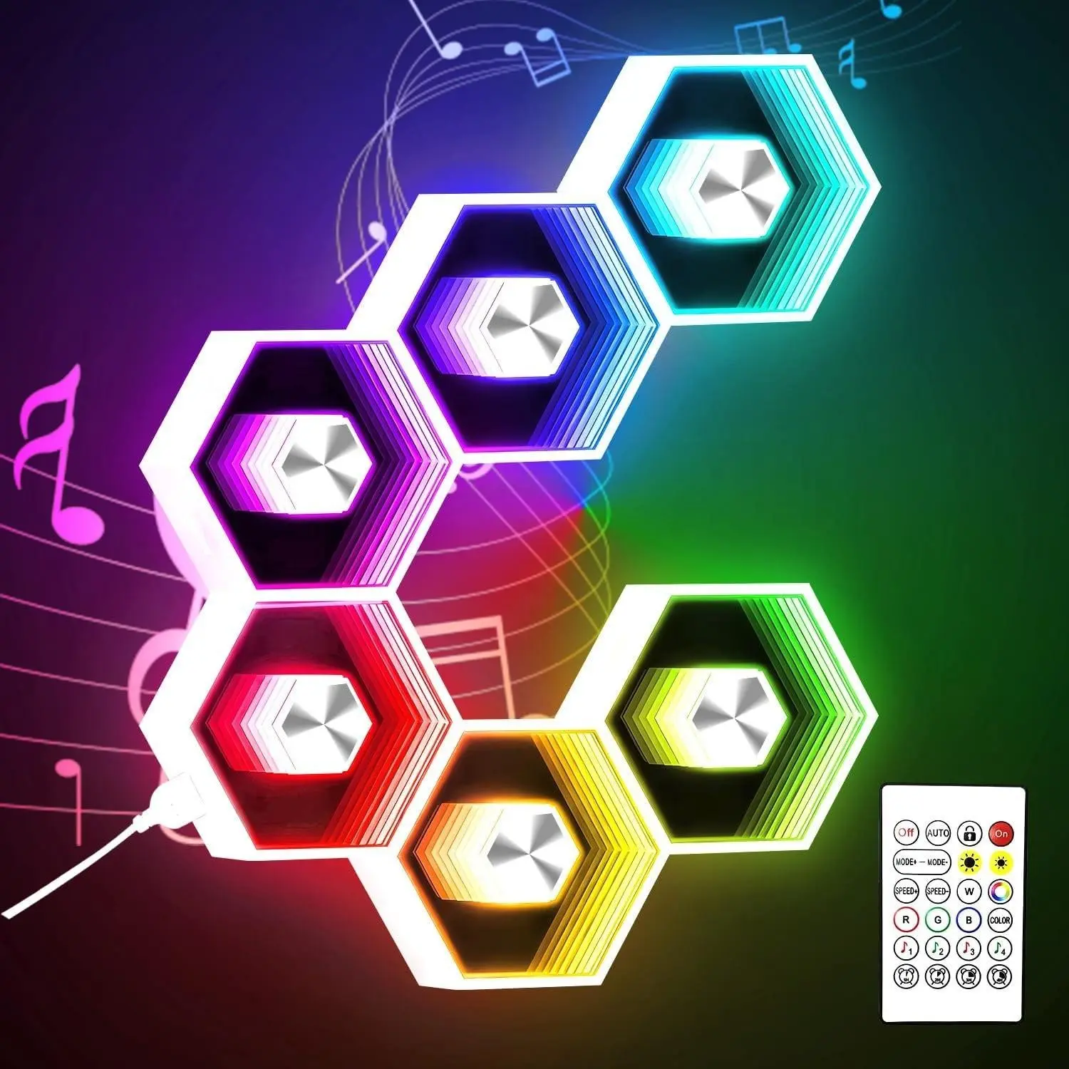 Hexagonal Rgbw Wall Light Panel, Smart APP Controlled, Music Sync, Hexagon Shape, Room Decor, Bedroom, Kids Decoration, LED Game Lamp