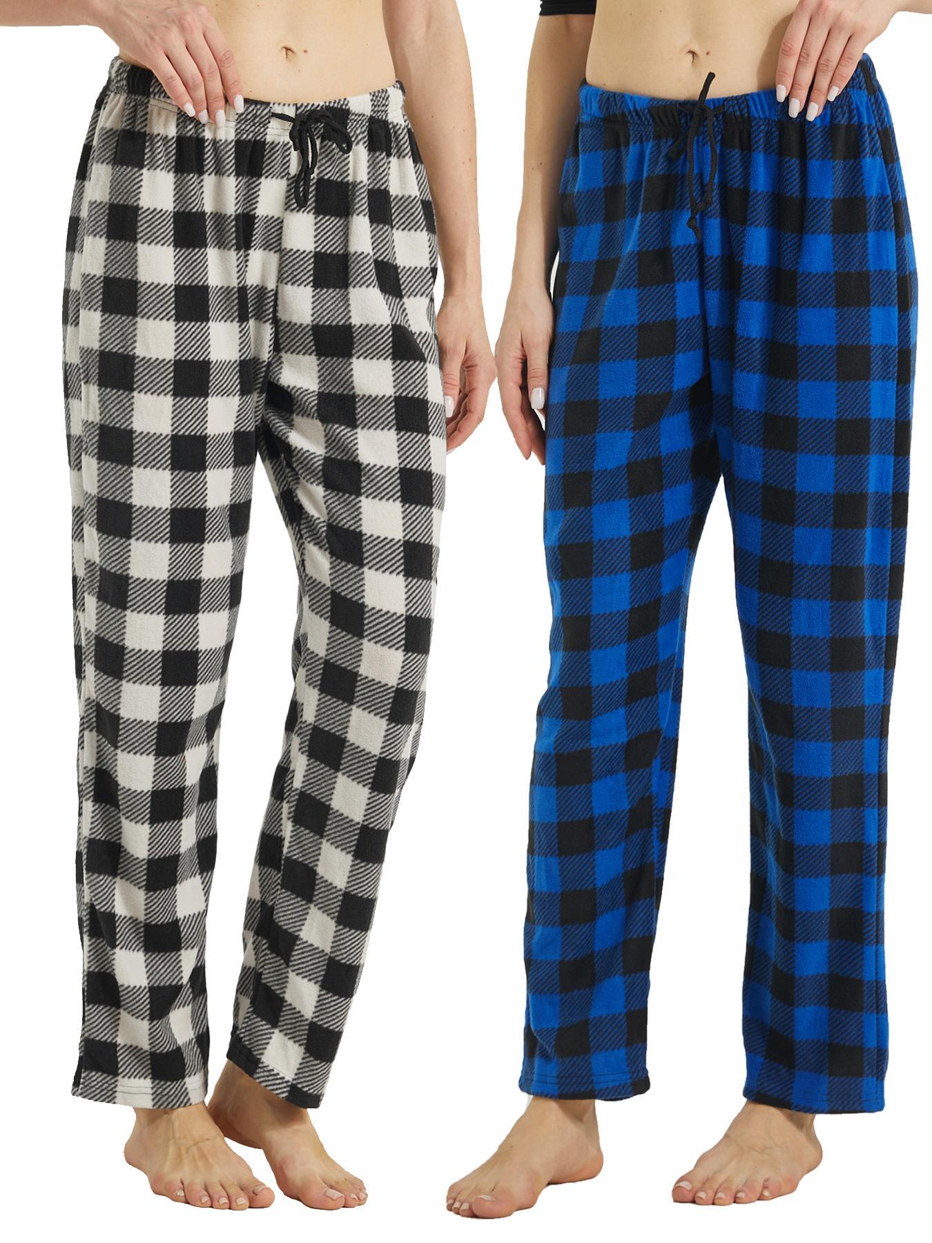Women's Plaid Print Drawstring Waist Pants, Soft Comfortable Thermal Lounge Pants, Casual Cozy Sleep Pants for Fall & Winter
