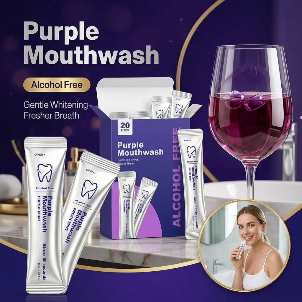 Senmu Mouthwash, Teeth Cleaning Oral Care, 20 Bags, No Peroxide, No Alcohol, Pure Mint, Vegan Friendly, Dental Hygiene Solution