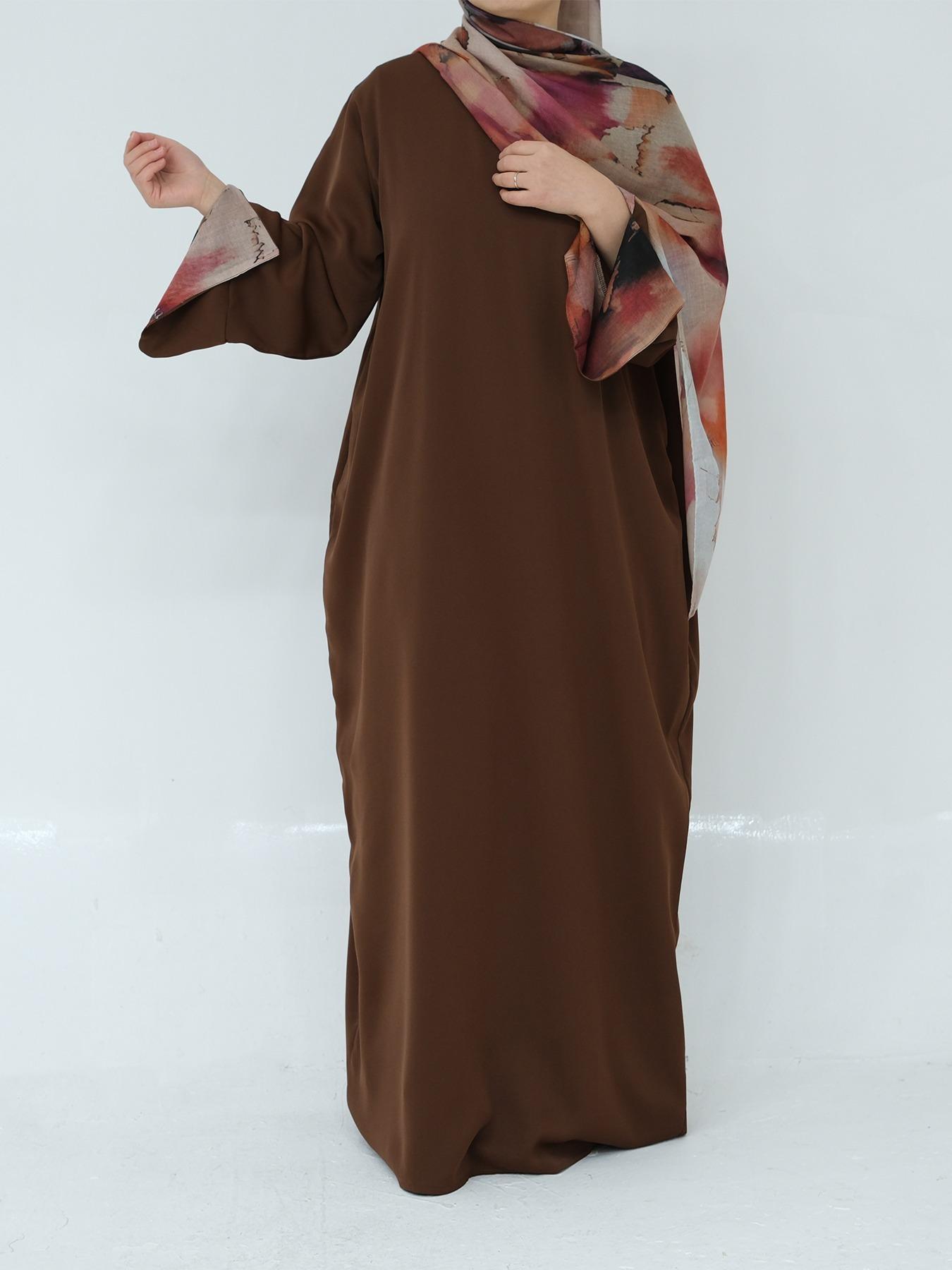 Women's Tie Dye Long Sleeve Dress with Hijab, Modest Casual Long Dress for Daily Wear, Ladies Islamic Clothing for All Seasons, Abaya Hijab Set, Modesty Muslim Clothing