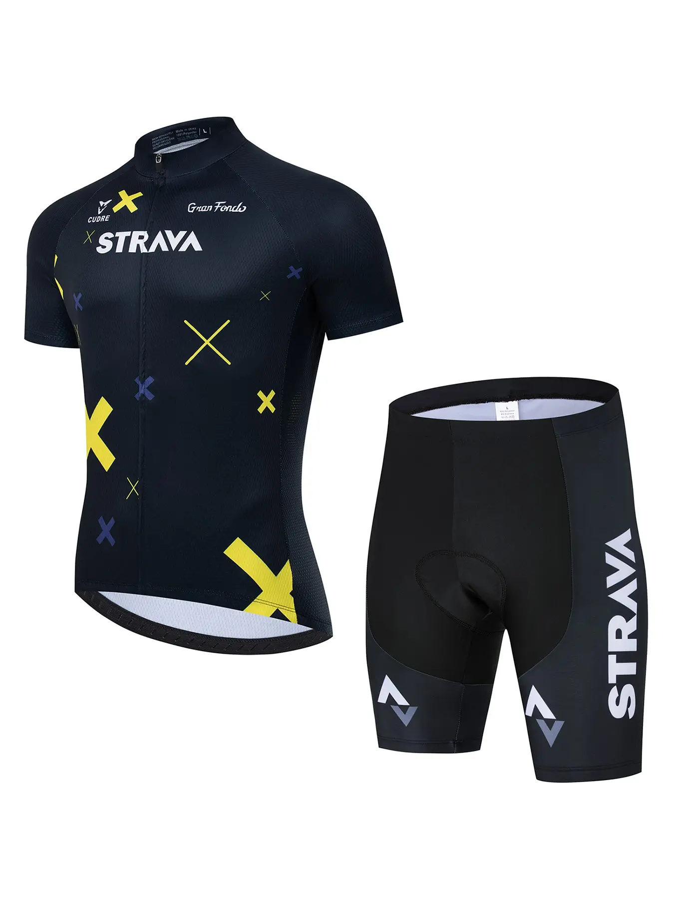 Men's Cycling Short Sleeve Set, Breathable Sportswear, Road Bike Shirt, Three Back Pockets, Round Neck, Geometric Print, All Seasons, Cycling Jersey Set