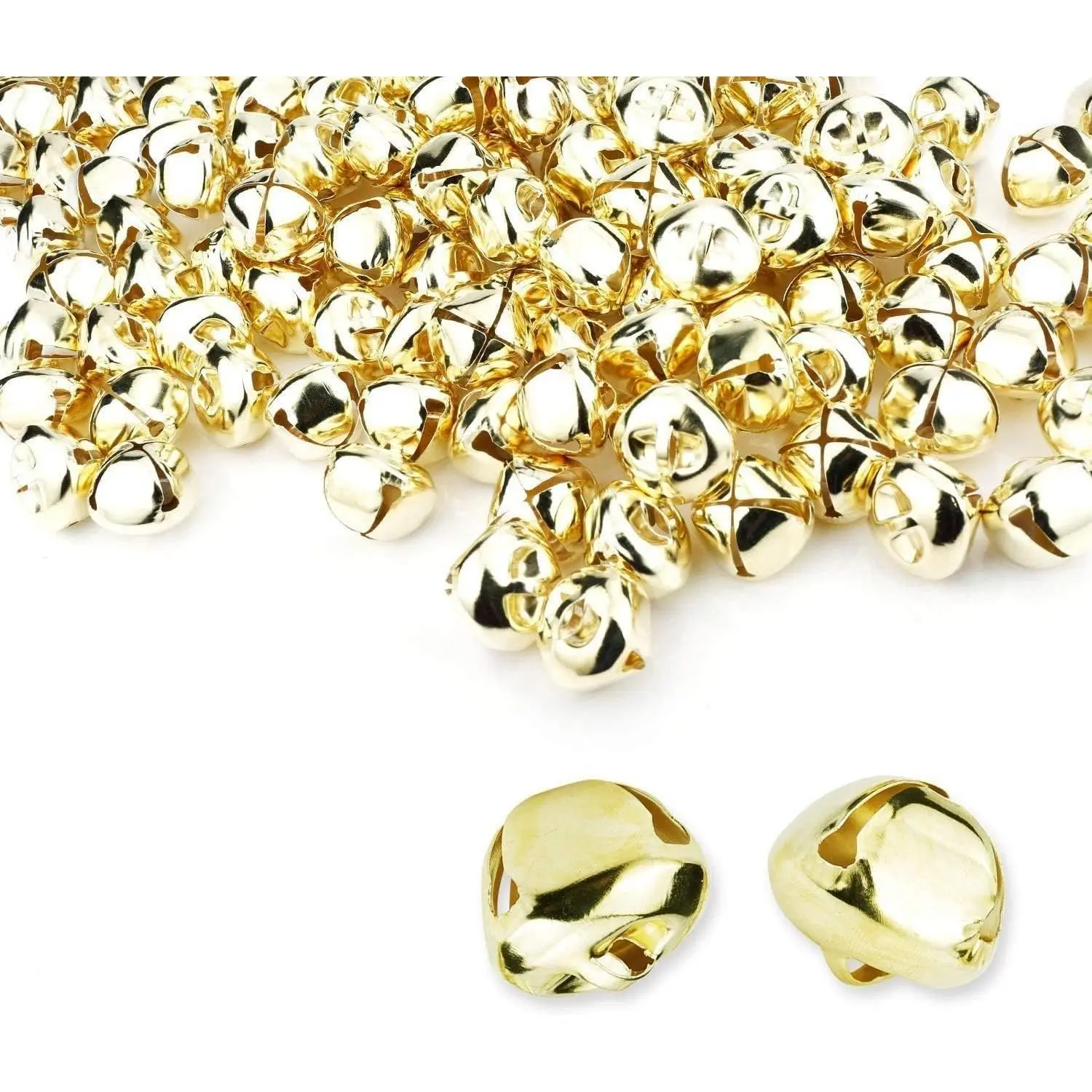 50 Pieces Jingle Bells 4/5 Inch Bulk Craft Bells for Christmas Home and Pet Decorations (Gold)