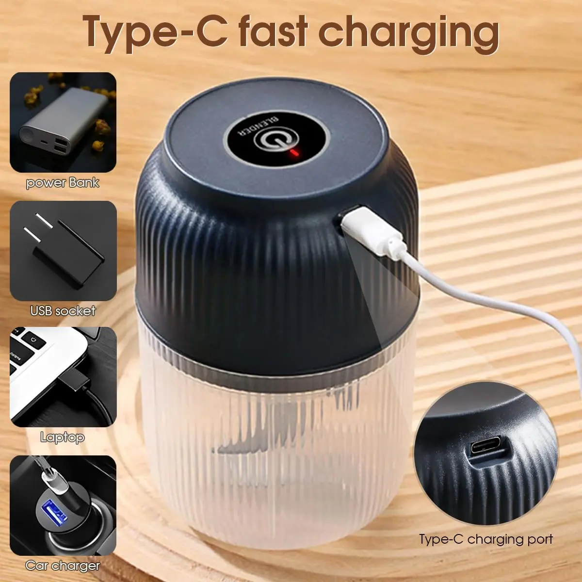 Electric Food Chopper Mini, Wireless Portable USB Charging Small Electric Garlic Chopper Egg-Beater Blender Food Chopper Mincer for Onion Pepper Garlic Vegetable Meat (400ml)