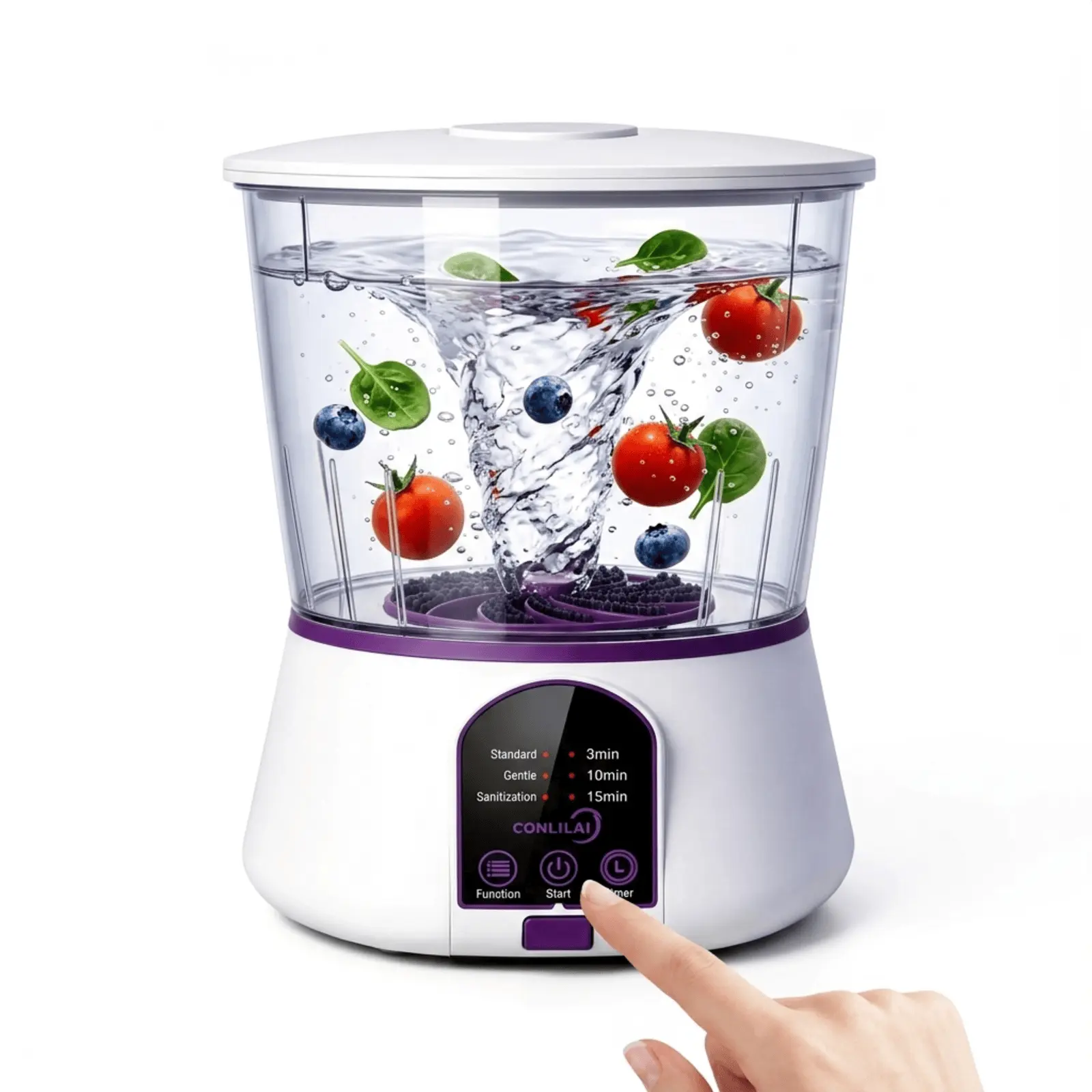 Multi-Functional Fruit & Vegetable Purifier Washer, Turbo Cleaning, Hydroxyl Radical Disinfection - Removes Dirt, Residues, Odors - Ideal for Home, Travel
