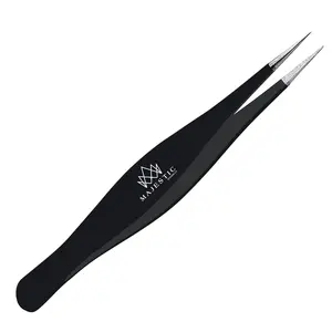 Precision Sharp Needle Nose Pointed Surgical Tweezers, 1 Pack Black, for Ingrown Hair, Eyebrow & Facial Hair Removal, Splinters, Ticks & Glass Removal