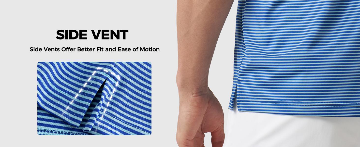 Willit Men's Golf Polo Shirts Short Sleeve Striped Performance Moisture Wicking